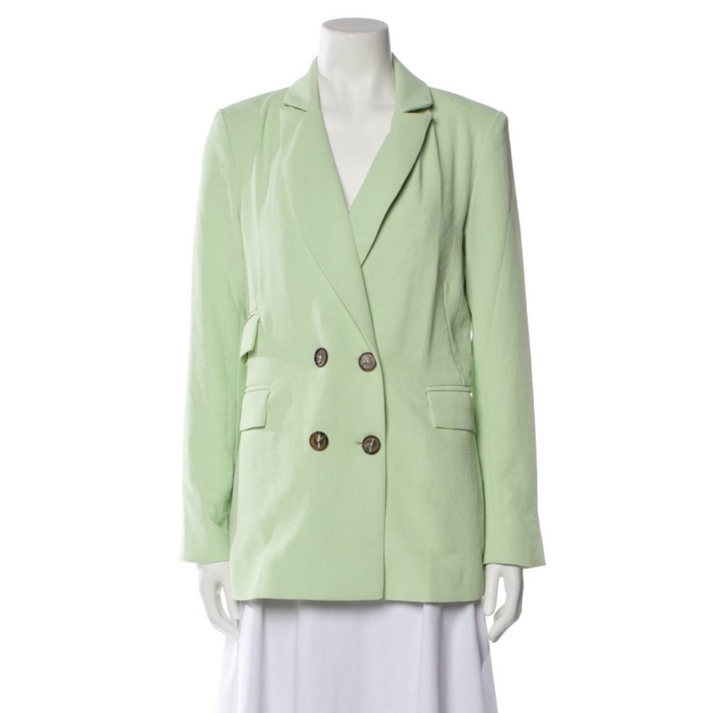 Women's Light Green Double-Breasted Blazer